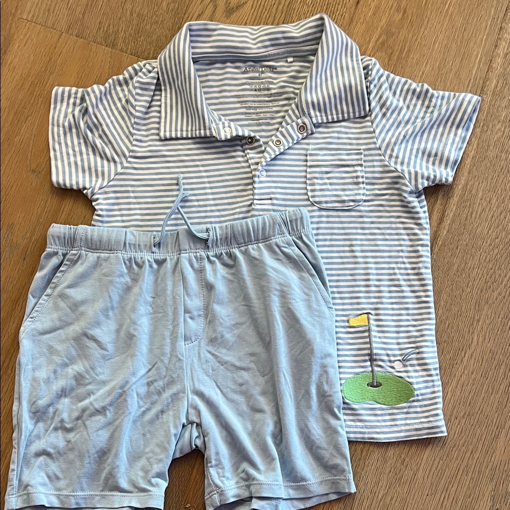 Angel Dear Light Blue and White Striped Top